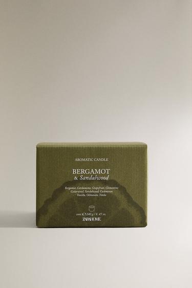(240 G) BOUGIE PARFUMÉE BERGAMOTE & BOIS DE SANTAL - Écru / Vert de Zara - Image 4