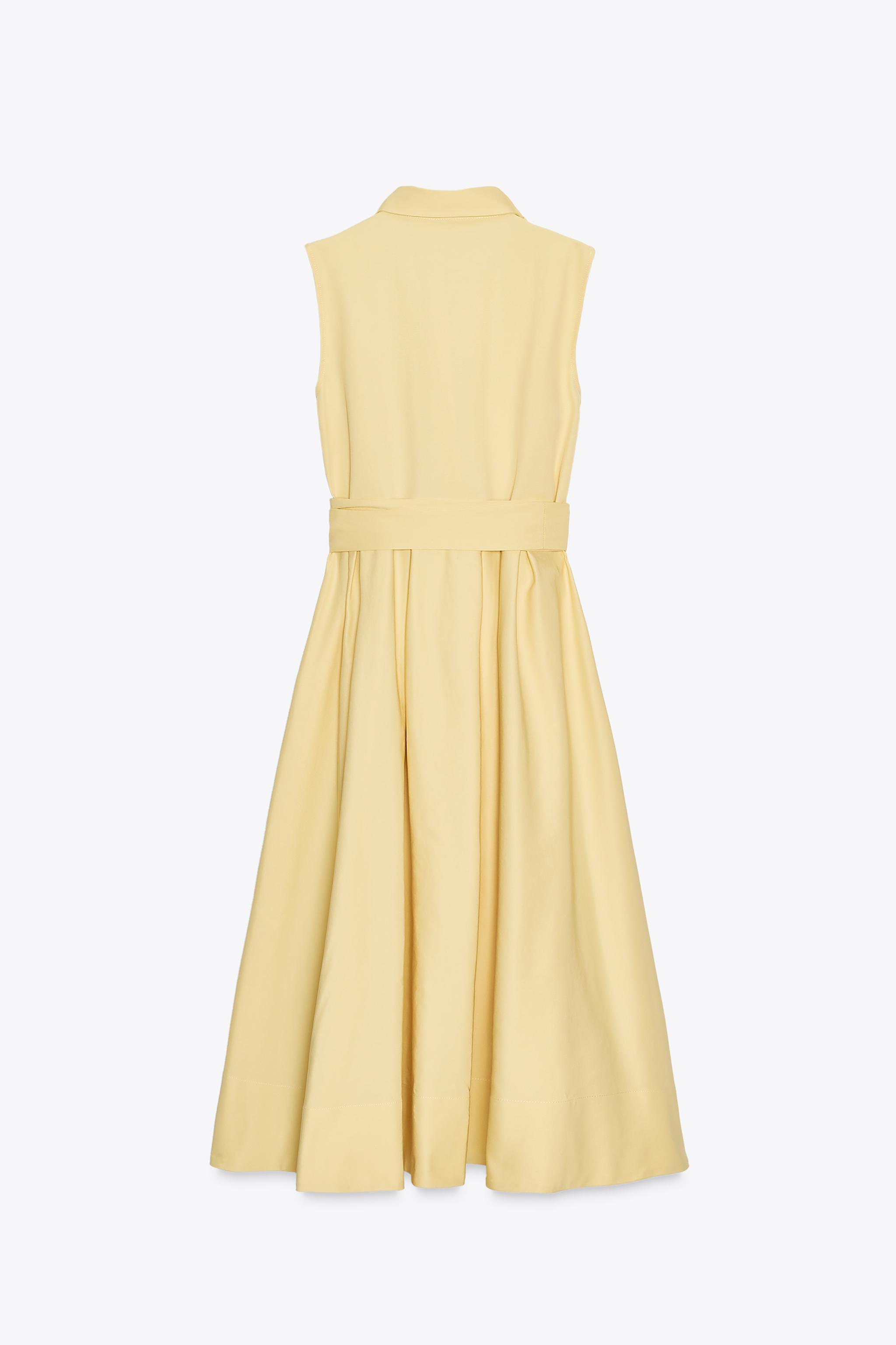 ZARA ZW COLLECTION ベルト付きシャツワンピース 4043/072 ZW COLLECTION ベルト付きシャツワンピース - イエロー | ZARA
