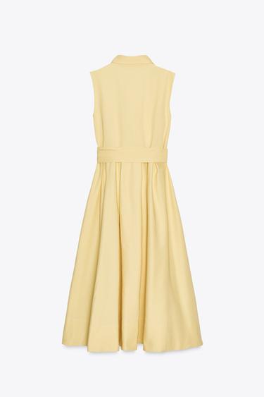 ZW COLLECTION BELTED SHIRT DRESS - Yellow by Zara - Image 5