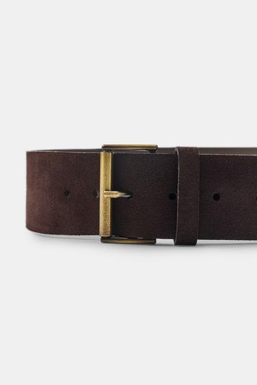 CEINTURE 100% CROÛTE DE CUIR - Marron de Zara - Image 3