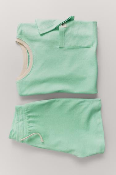 2-6 YEARS/ PLAIN POCKET PYJAMAS - Green by Zara
