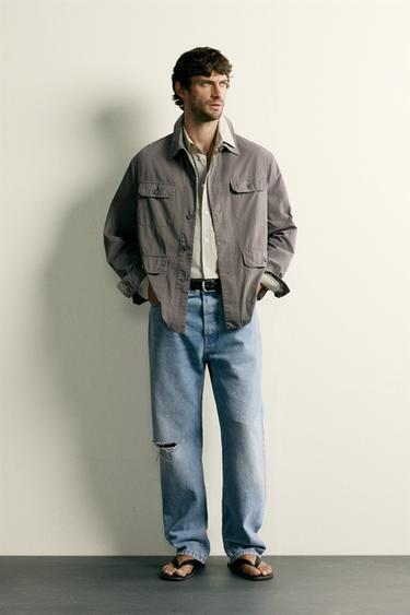 Zara LIGHTWEIGHT POCKET OVERSHIRT - Gray marl - Image 0
