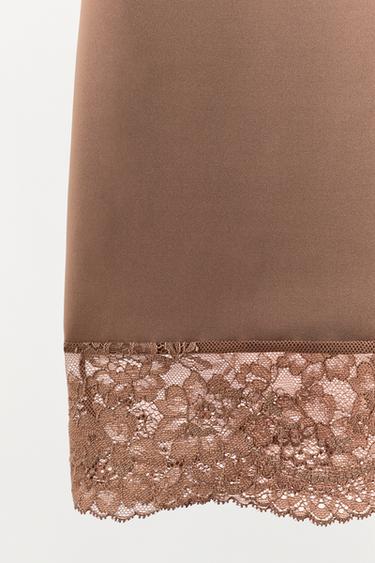 ROBE COURTE EN MÉLANGE DE POLYAMIDE ET DENTELLE - rose poudré de Zara - Image 5