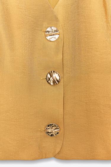 GOLD BUTTON SATIN TOP - Golden by Zara - Image 8