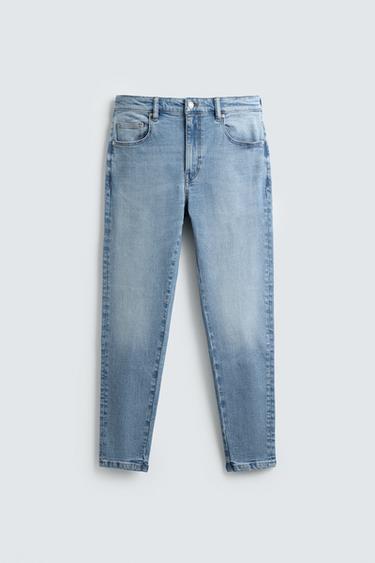 Zara SKINNY CROPPED FIT JEANS - Light blue