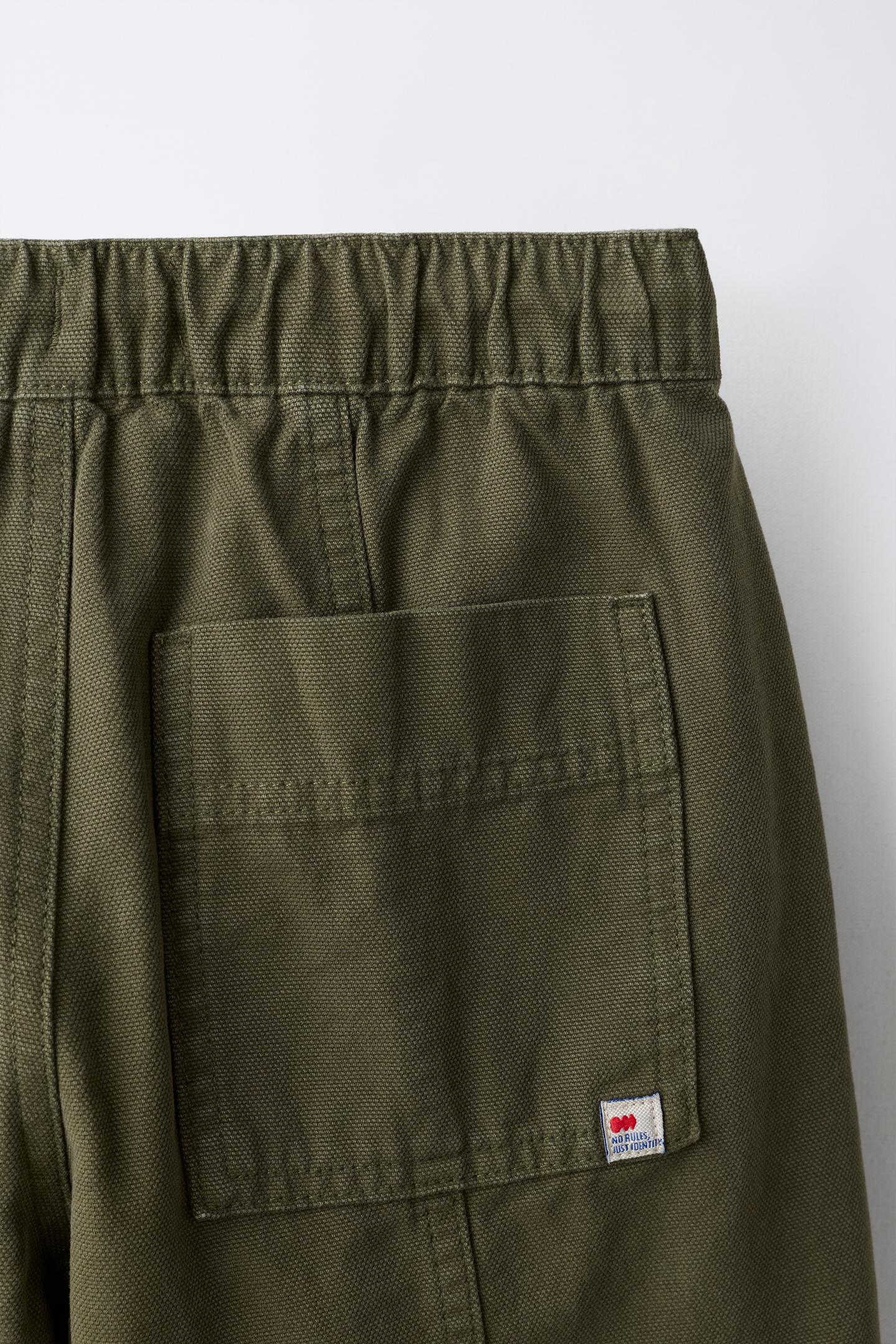 Детские брюки Zara Canvas Baggy, цвет: Тёмный хаки — фото 4