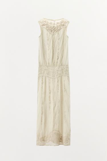 ROBE BRODERIES DENTELLE FANTAISIE LIMITED EDITION - Blanc cassé de Zara - Image 6