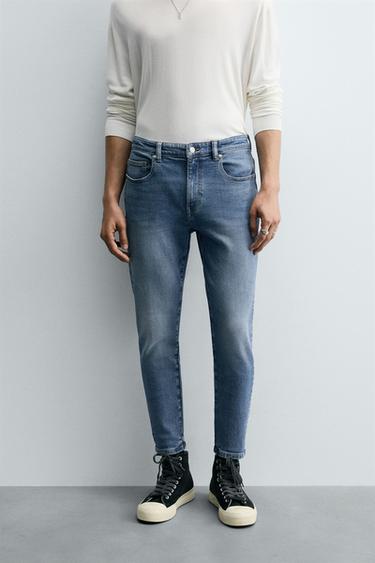 SKINNY CROPPED FIT JEANS - Mid-blue by Zara