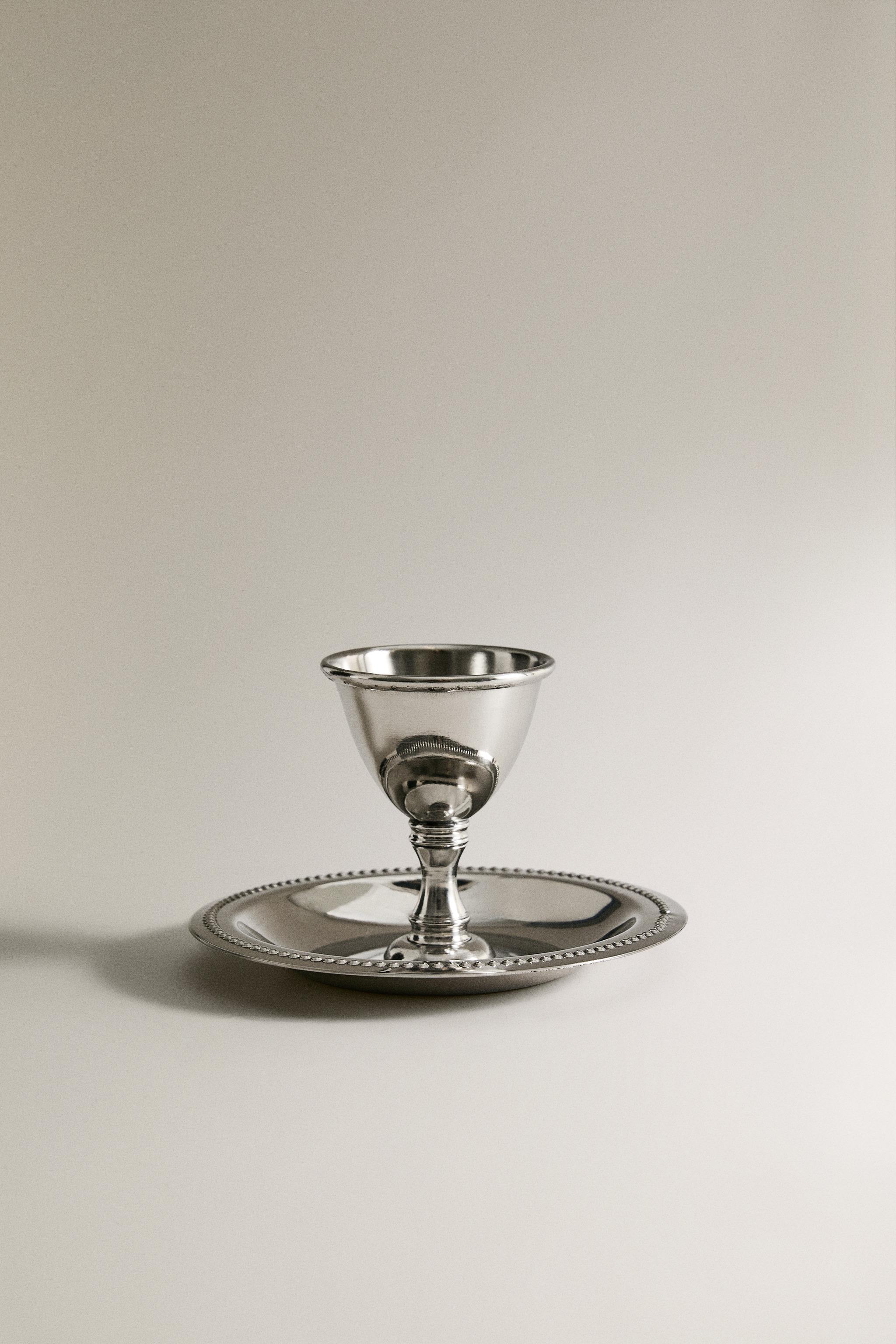 STEEL EGG CUP WITH PLATE