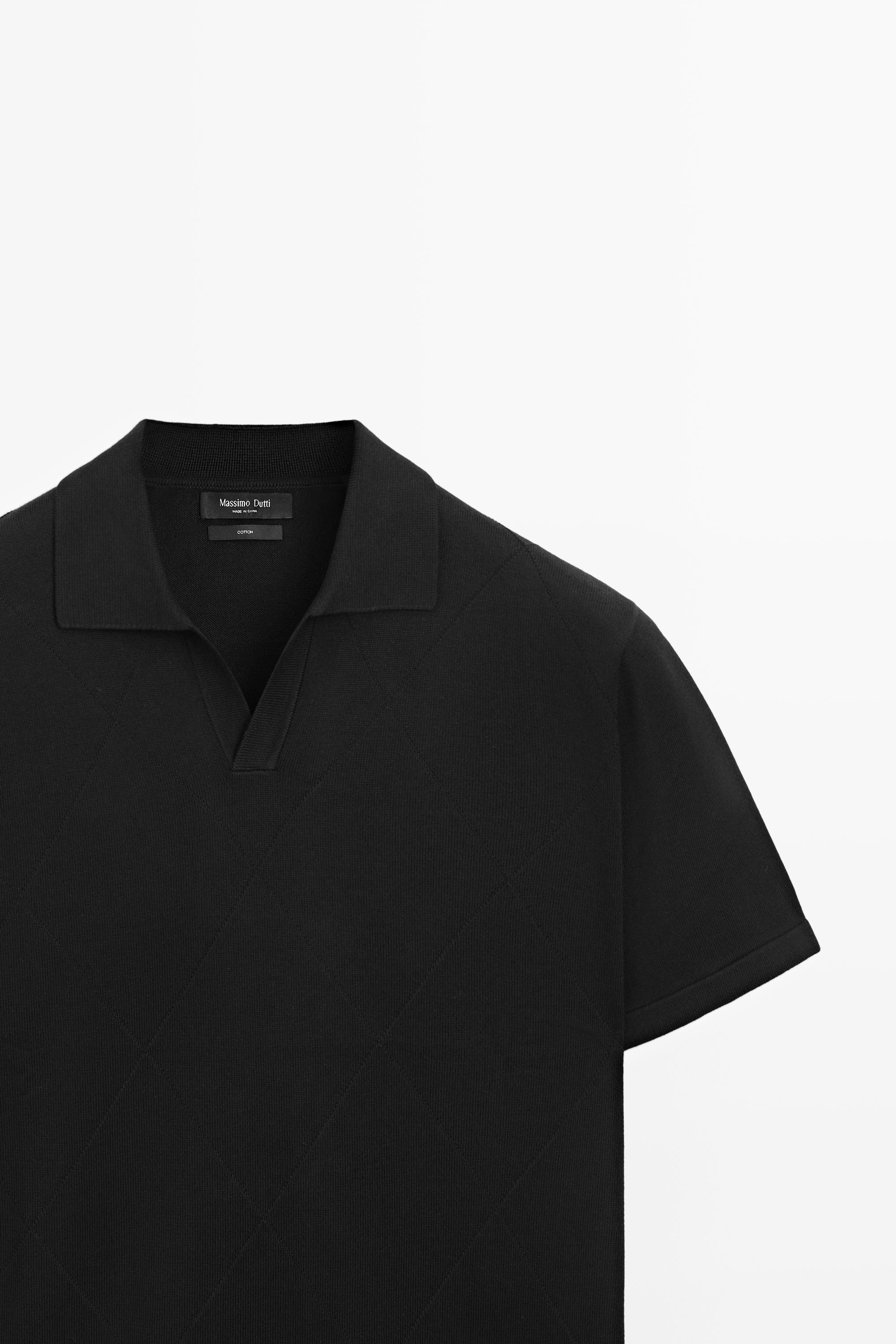 100% cotton intarsia knit polo shirt - Navy blue | ZARA United States