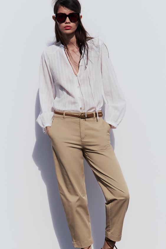 NEW ZARA TROUSERS PANTS with contrasting cuff mustard Waist 28 Size S 805  $69 $34.30 - PicClick