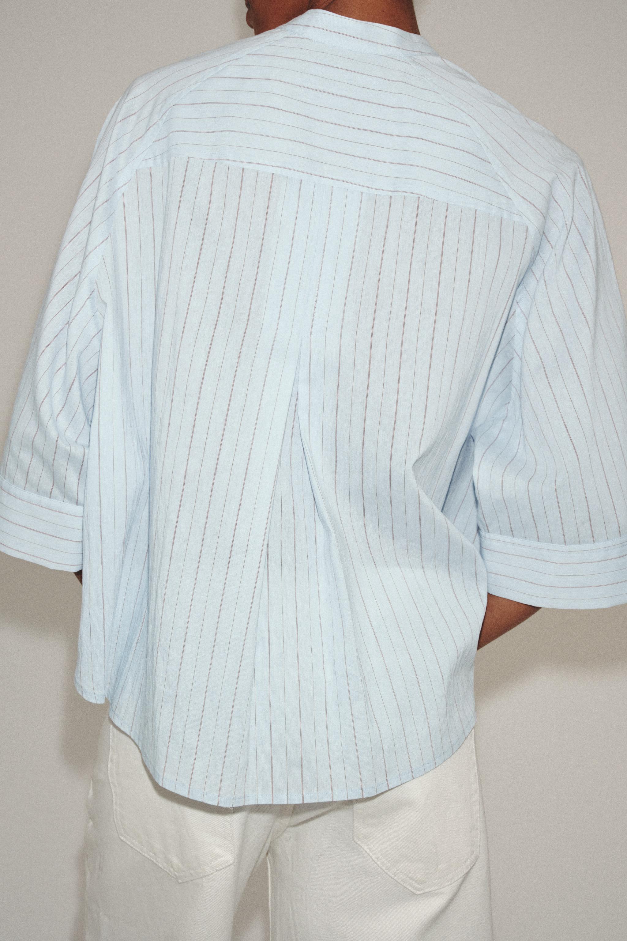 Женские рубашки Zara ZW COLLECTION ASYMMETRICAL STRIPED SHIRT — фото 3
