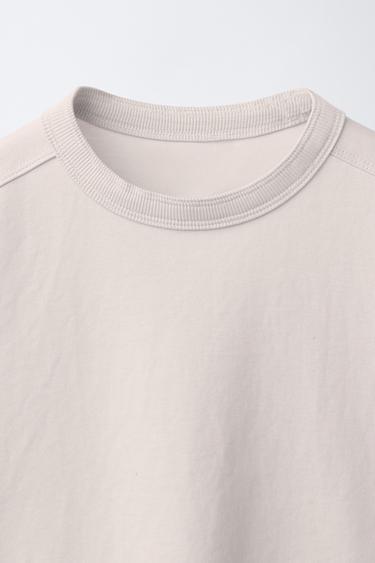 T-SHIRT BASIQUE INTERLOCK - Écru de Zara - Image 2
