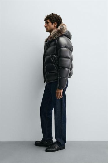 HOODED 100% FEATHER DOWN PUFFER JACKET - Black by Zara - Image 3
