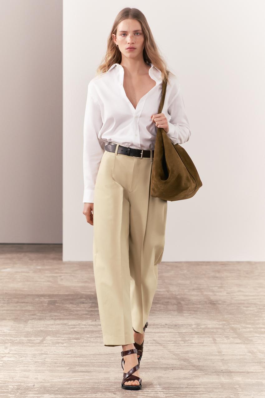 PLEATED PANTS ZW COLLECTION - Beige