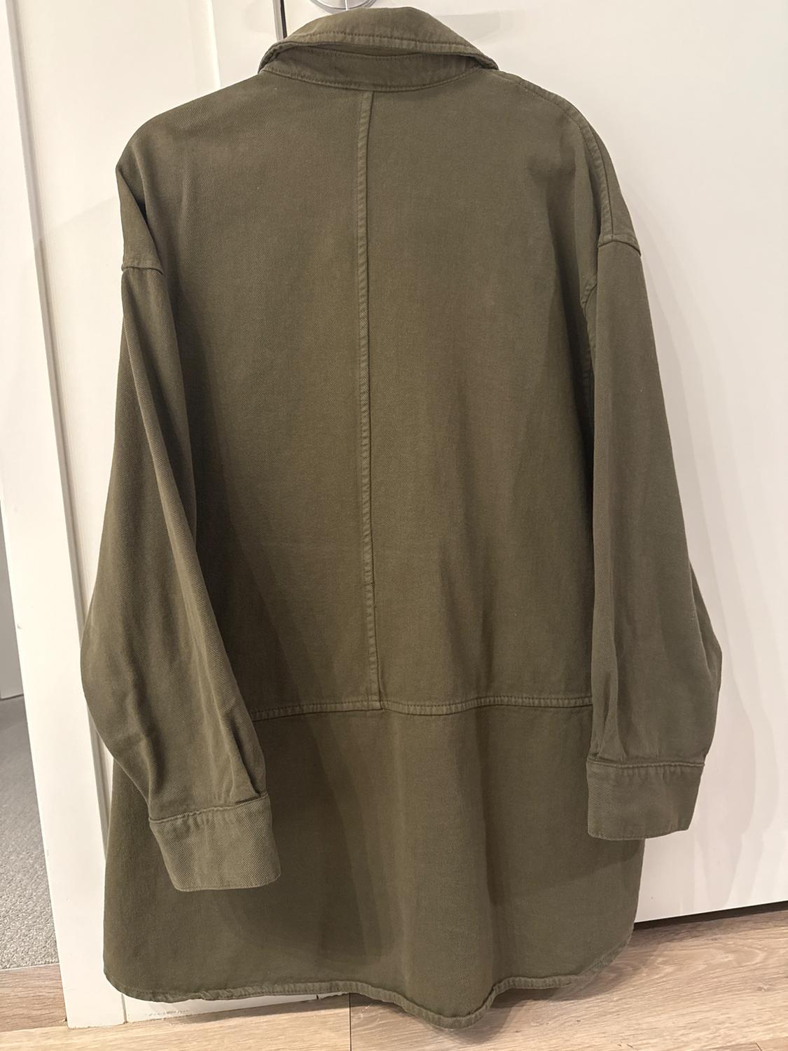DENIM KHAKI GREEN OVERSIZED ARMY JACKET WITH - Image 2