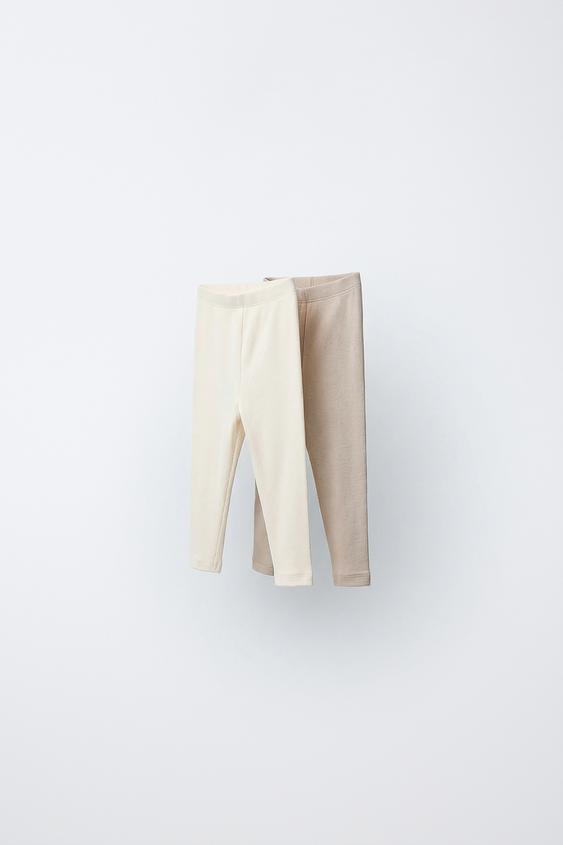 TWO-PACK OF PLAIN RIBBED LEGGINGS - Sand de Zara - Imagen 0