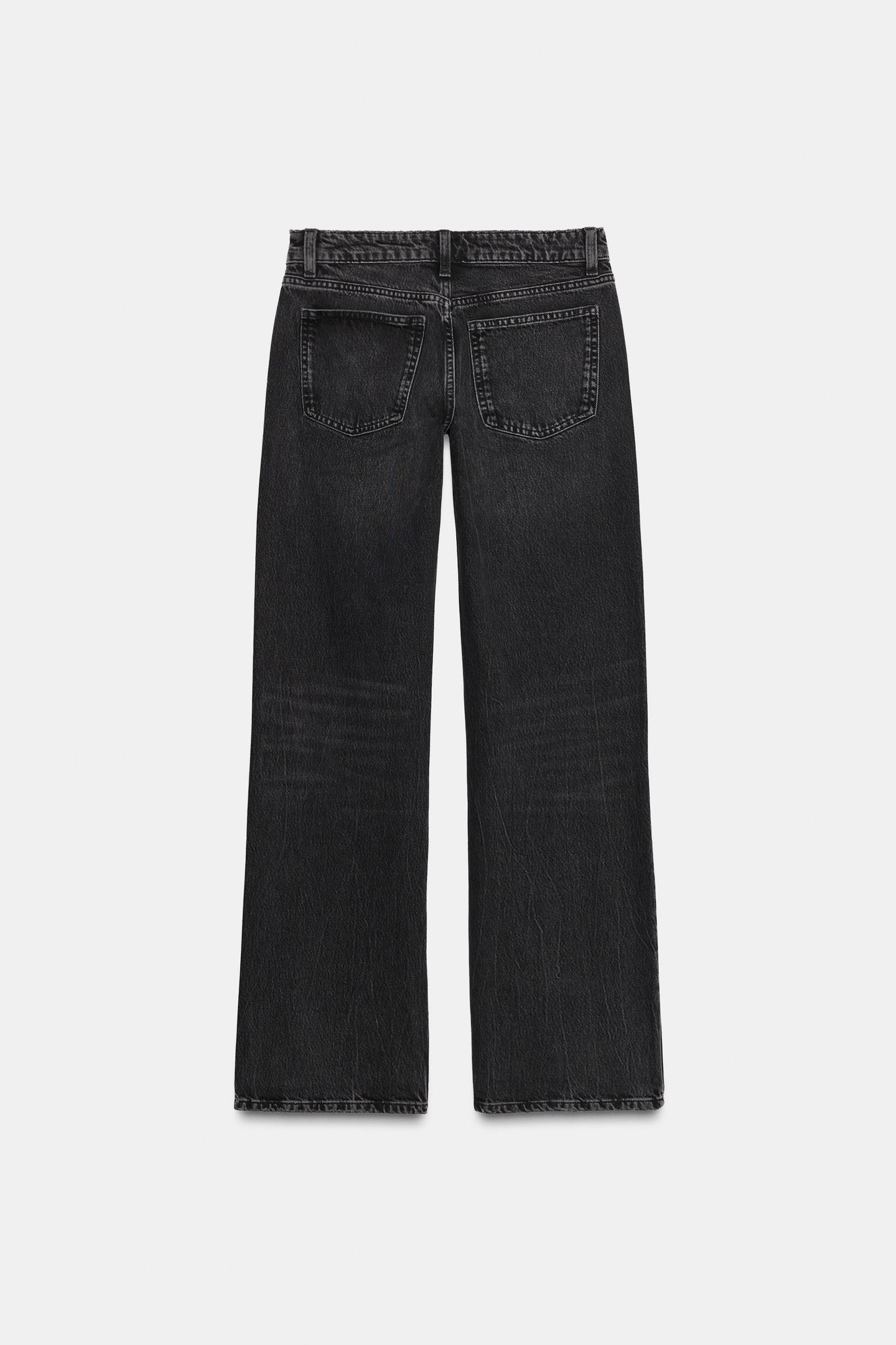 Женские джинсы Zara Trf Low-Rise Wide Leg, цвет: Чёрный — фото 4