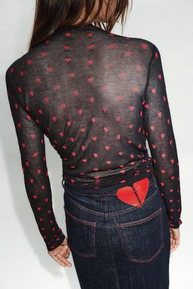 FEINSTRICKTOP MIT HERZEN - Marineblau von Zara