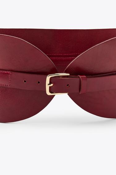 CEINTURE LARGE EN CUIR - Rouge foncé de Zara - Image 3