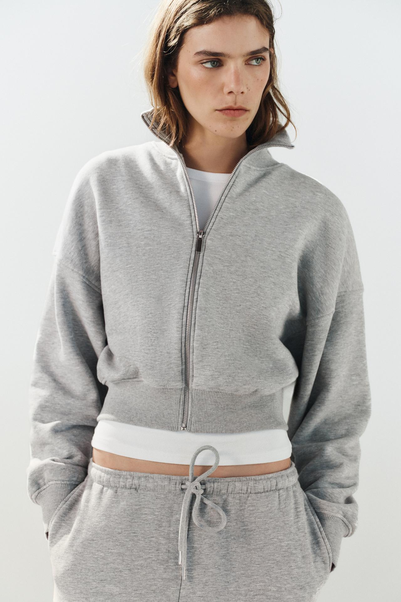 ZIP SWEATSHIRT — Gray marl