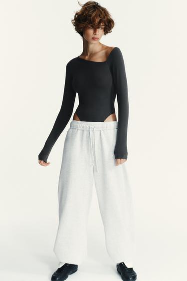 ASYMMETRIC LONG SLEEVE BODYSUIT - Charcoal grey by Zara