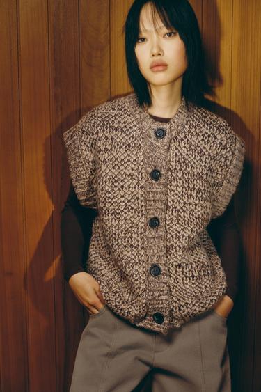 Zara 粗針織背心 - 米棕色