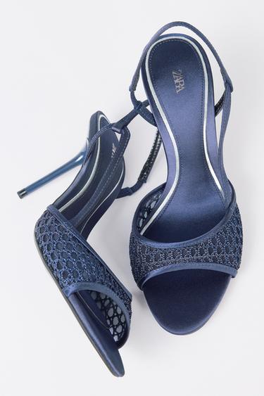 صندل بكعب شبكي - أزرق الخاص بـ Zara