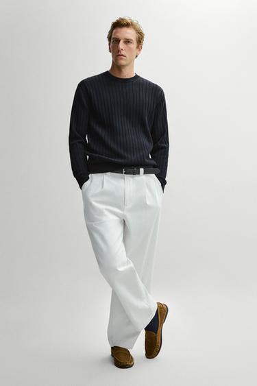 Zara 100% cotton ribbed knit sweater - Navy blue - Image 0