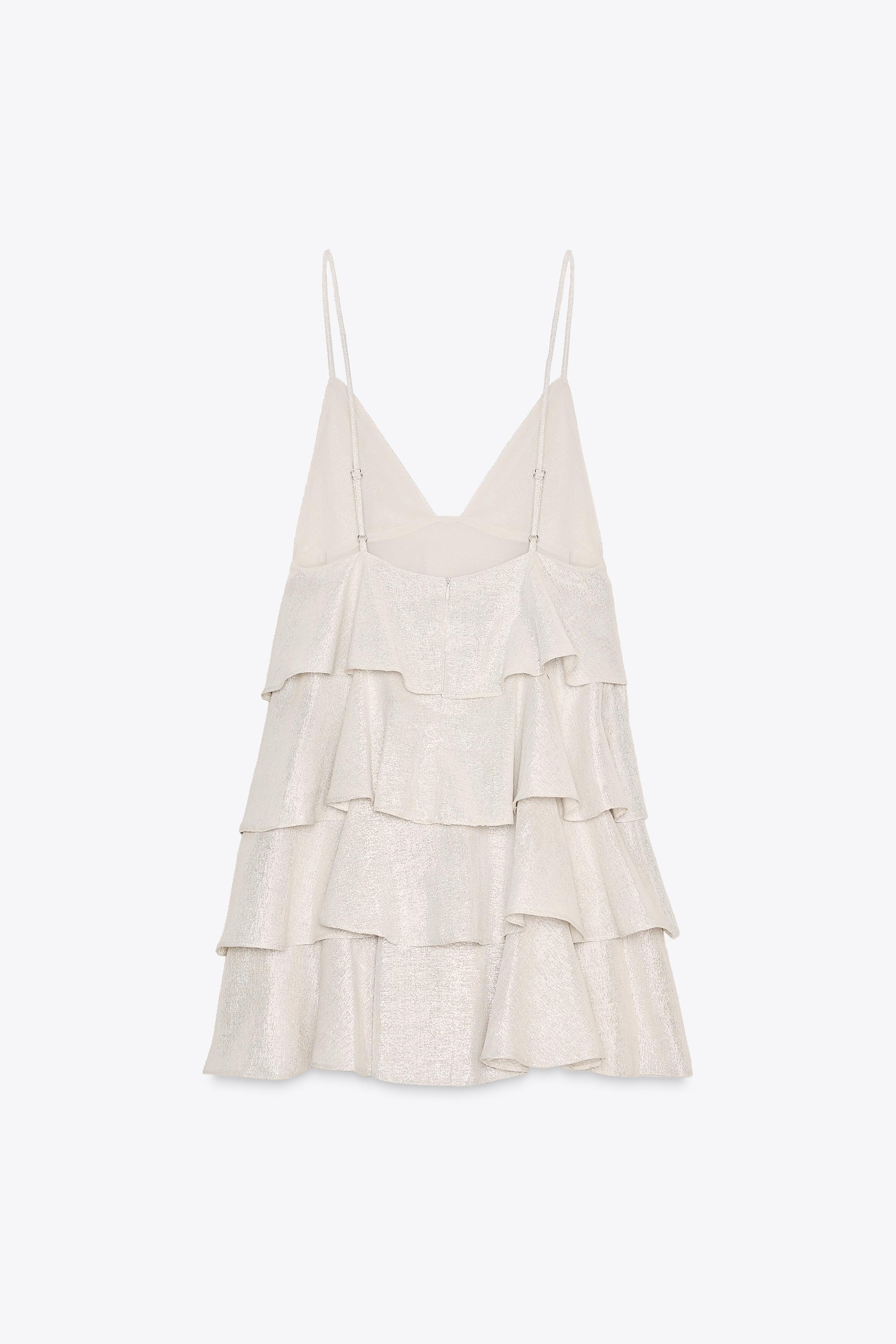 フリルショートワンピース - シルバー | ZARA Japan / 日本