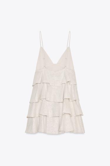 SHORT RUFFLED DRESS - Silver by Zara - Image 6