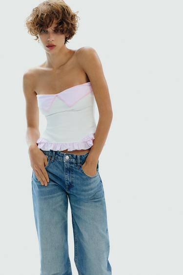 CONTRAST BANDEAU TOP - White by Zara
