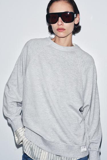 CAMISETA OVERSIZE MANGA LARGA - Gris vigoré de Zara