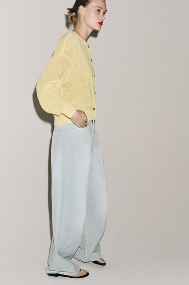 GILET RUSTIQUE EN MAILLE - Jaune de Zara - Image 3
