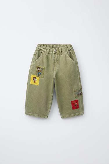 TOY STORY © DISNEY PIXAR TWILL BAGGY TROUSERS WITH PATCHES - Light khaki by Zara