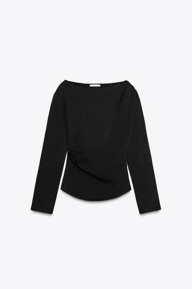 SIDE DRAPED TOP - Black by Zara