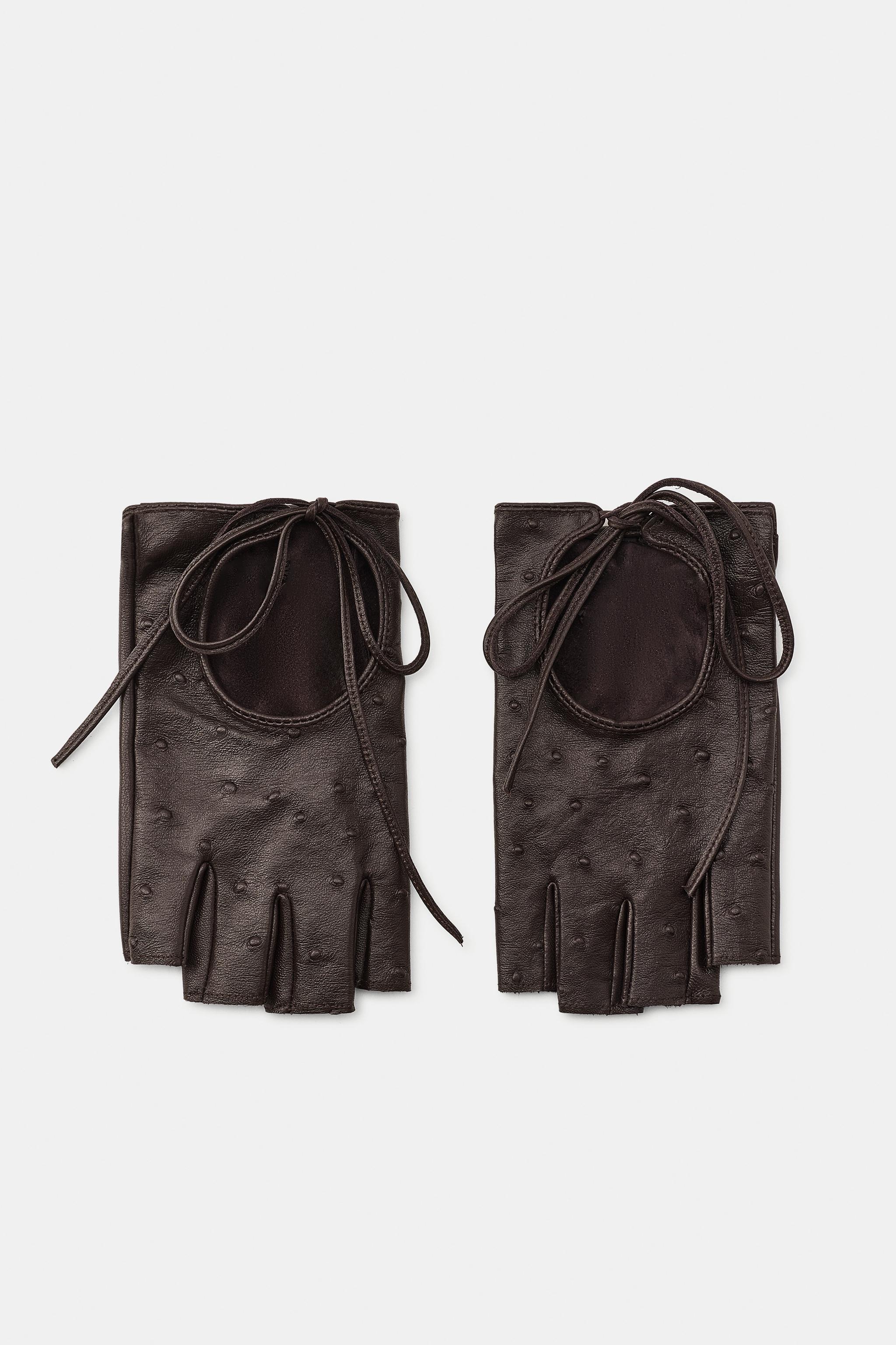 100% LEATHER TIE MITTENS
