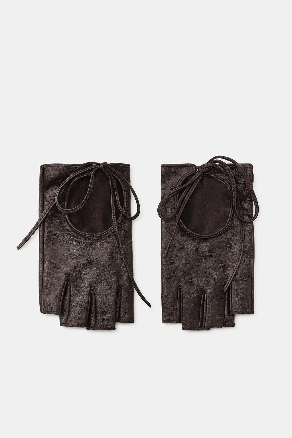 100% LEATHER MITTENS WITH TIE