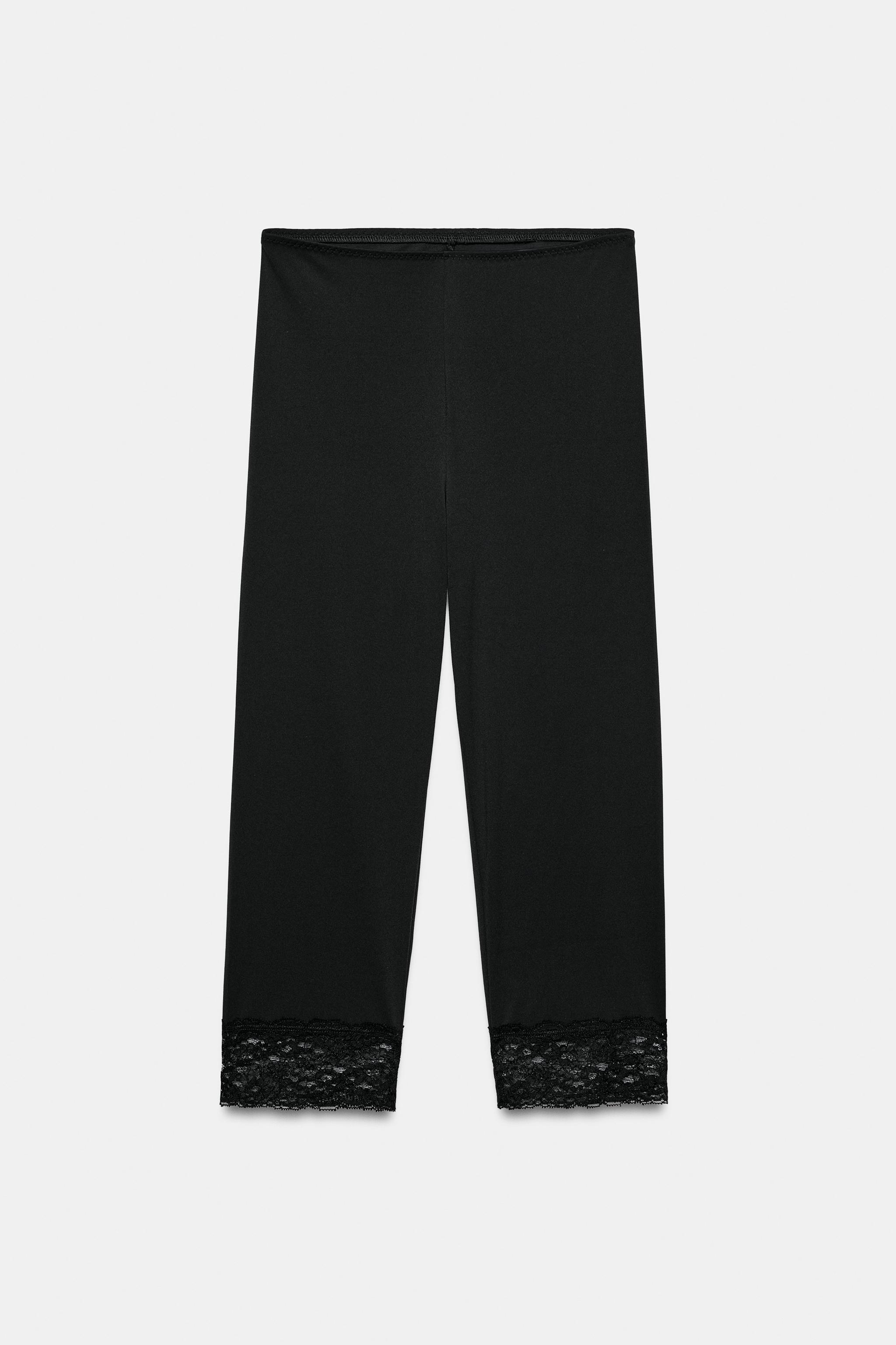 Zara DANTEL DETAYLI KAPRİ PANTOLON