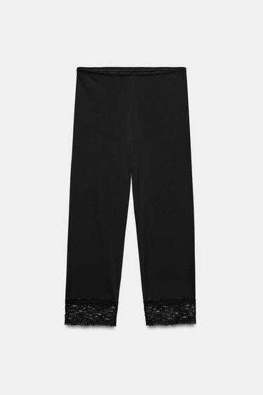 PANTALÓN CAPRI ENCAJE - Negro de Zara