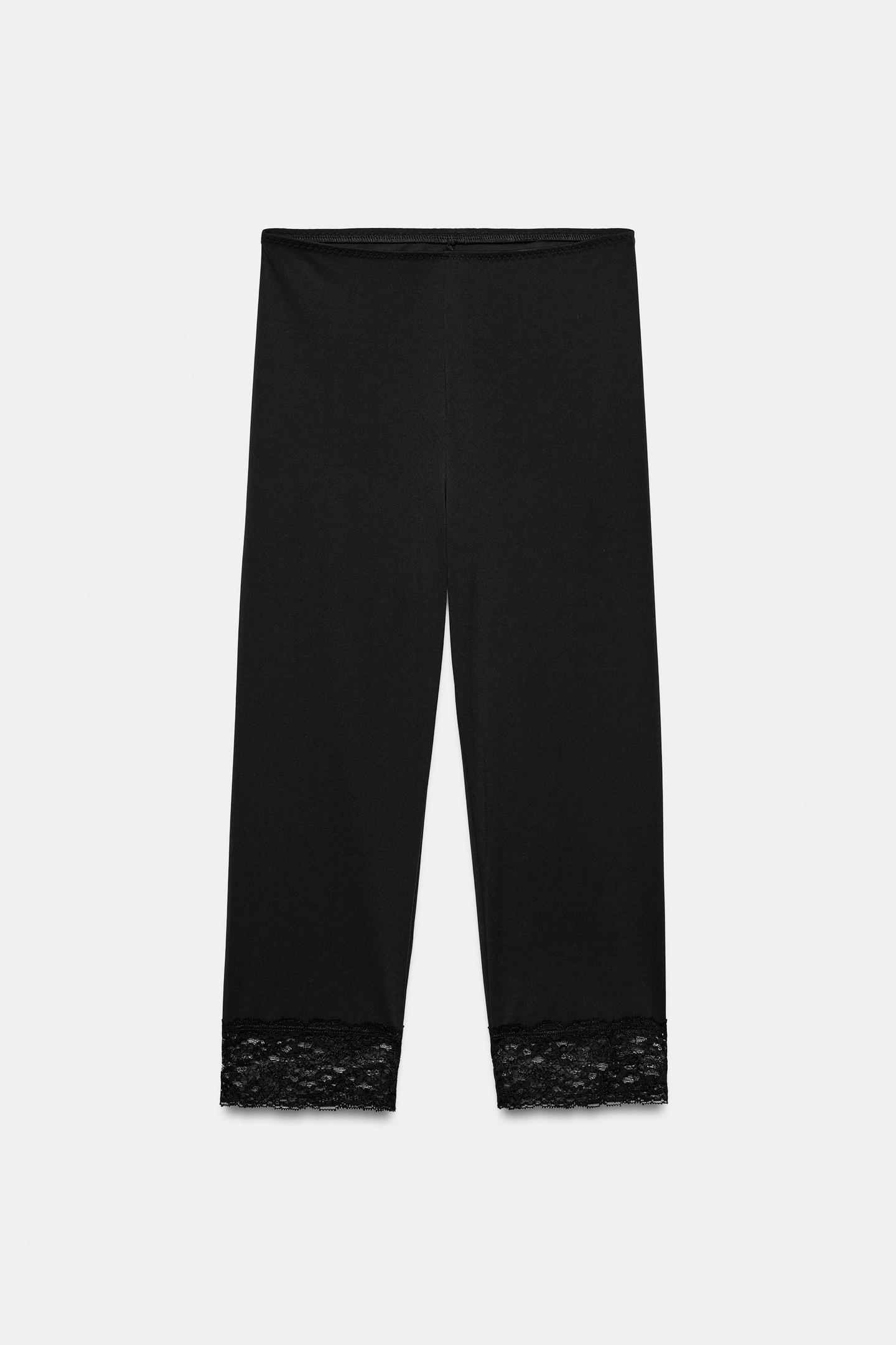 Женские брюки Zara Lace Capri, цвет: Чёрный — фото 1