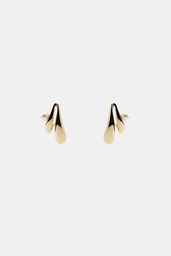 BOUCLE D'OREILLE DOUBLE PERLE - Doré de Zara - Image 1