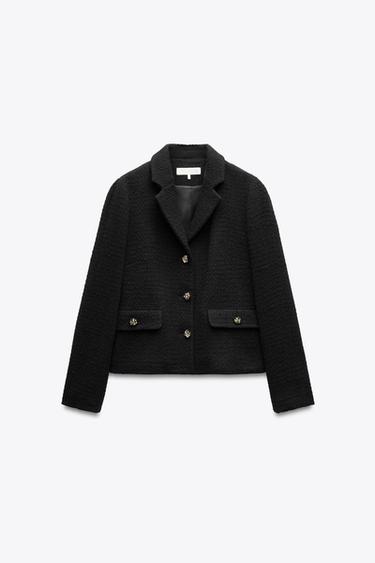 TEXTURED BLAZER WITH RAISED BUTTONS - Black by Zara - Image 3