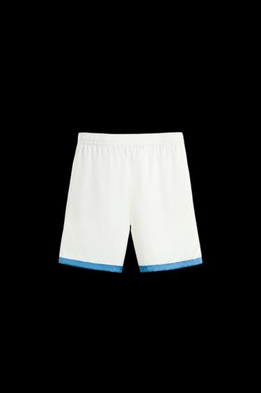 Zara PATTERNED SATIN EFFECT SHORTS - Blue