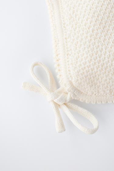 HUE MED BOMULDS- OG SILKETEKSTUR - råhvid fra Zara