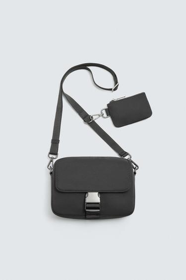Zara NYLON CROSSBODY BAG - Black