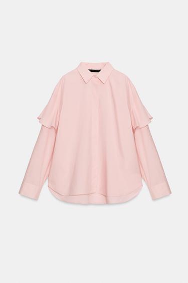 CAMISA VOLANTES - Rosa palo de Zara - Imagen 0