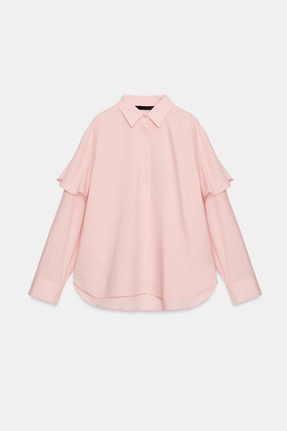 CAMISA VOLANTES - Rosa palo de Zara - Imagen 0