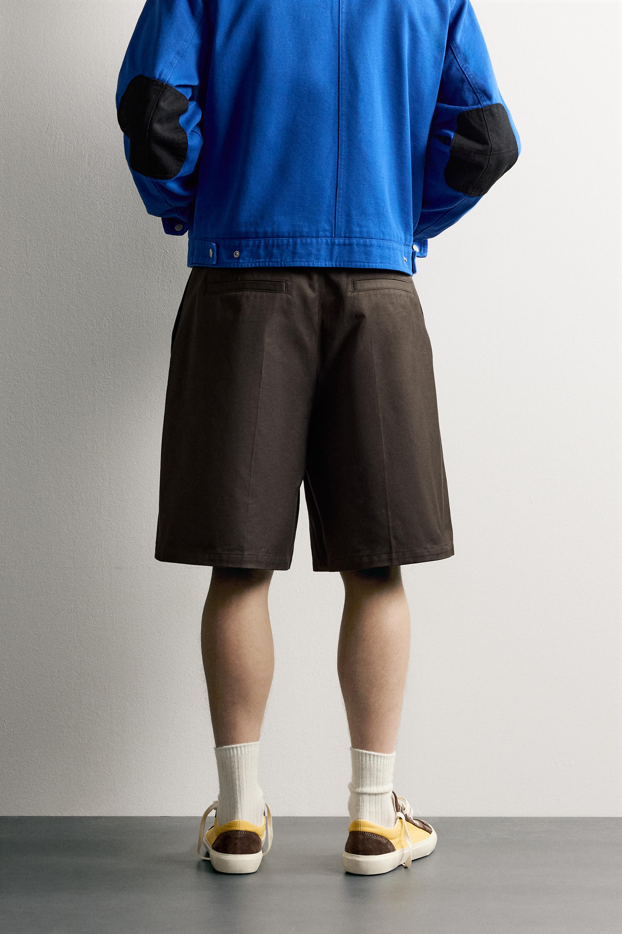 Мужские шорты Zara RELAXED FIT PLEATED SHORTS — фото 3