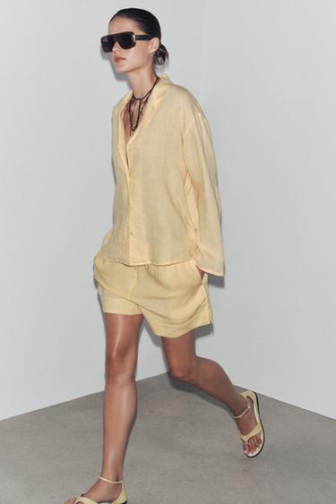 ZW COLLECTION 100% LINEN SHIRT - Pastel yellow von Zara - Bild 0